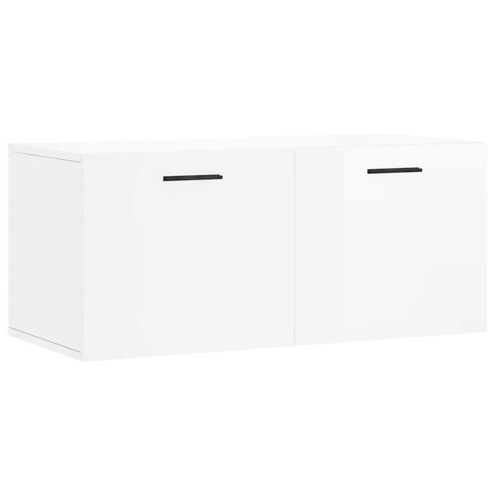 Armoire murale blanc brillant 80x36,5x35 cm bois d'ingénierie - Photo n°1