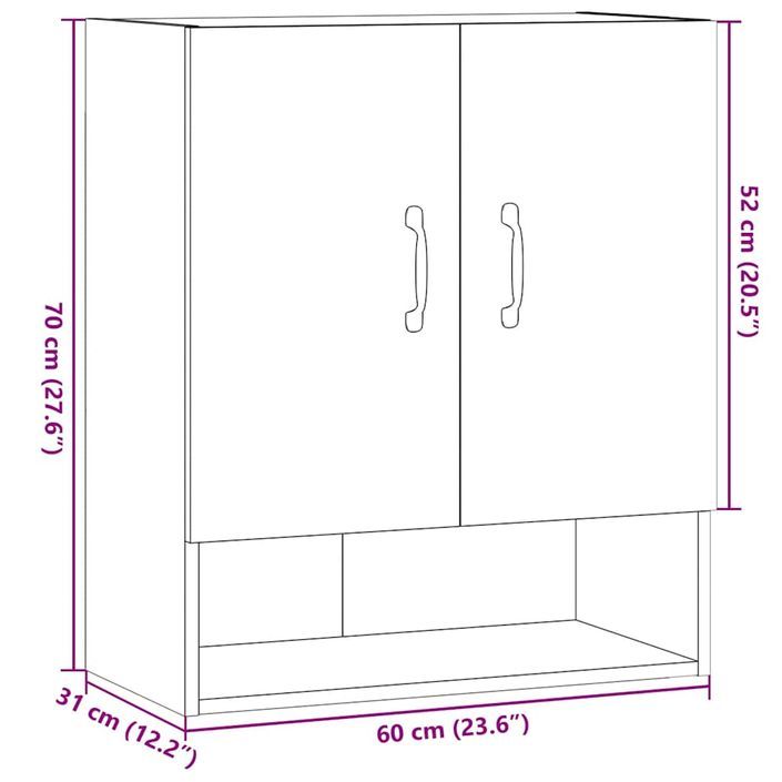 Armoire murale chêne artisanal 60x31x70 cm bois d'ingénierie - Photo n°11