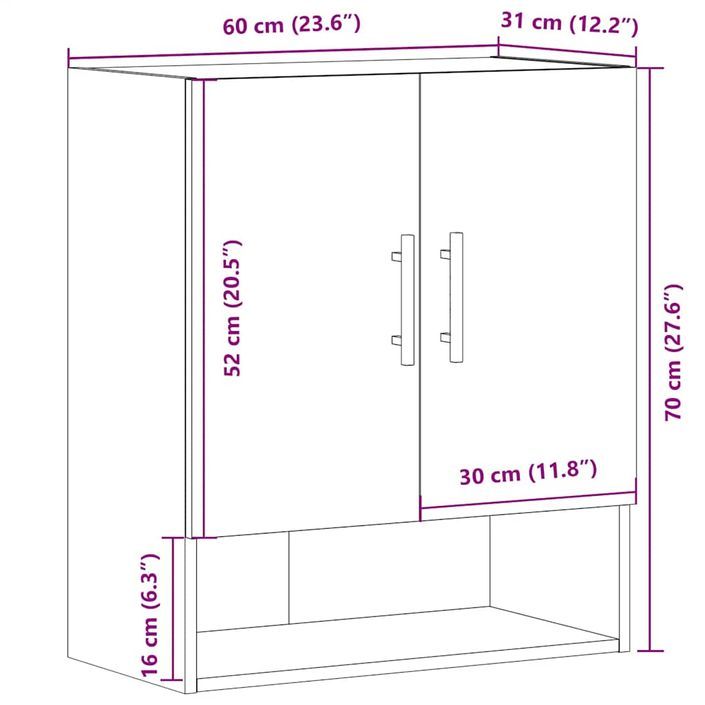 Armoire murale chêne artisanal 60x31x70 cm bois d'ingénierie - Photo n°11