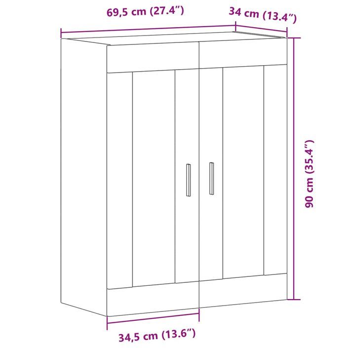 Armoire murale chêne artisanal 69,5x34x90 cm - Photo n°11