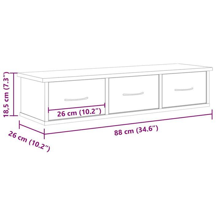 Armoire murale chêne artisanal 88x26x18,5 cm bois d'ingénierie - Photo n°10