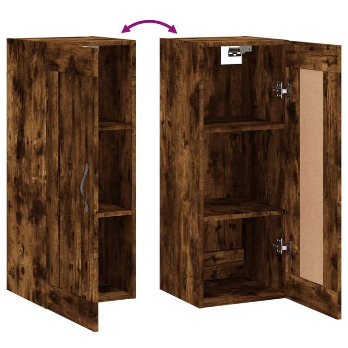 Armoire murale chêne fumé 34,5x34x90 cm bois d'ingénierie - Photo n°10