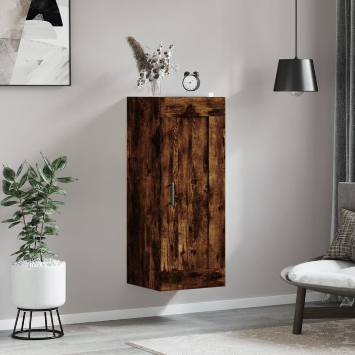 Armoire murale chêne fumé 34,5x34x90 cm bois d'ingénierie - Photo n°3