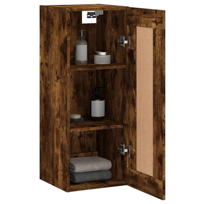 Armoire murale chêne fumé 34,5x34x90 cm bois d'ingénierie - Photo n°5