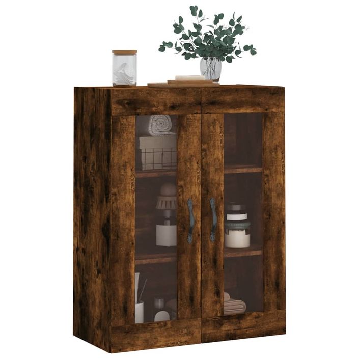 Armoire murale chêne fumé 69,5x34x90 cm bois d'ingénierie - Photo n°4