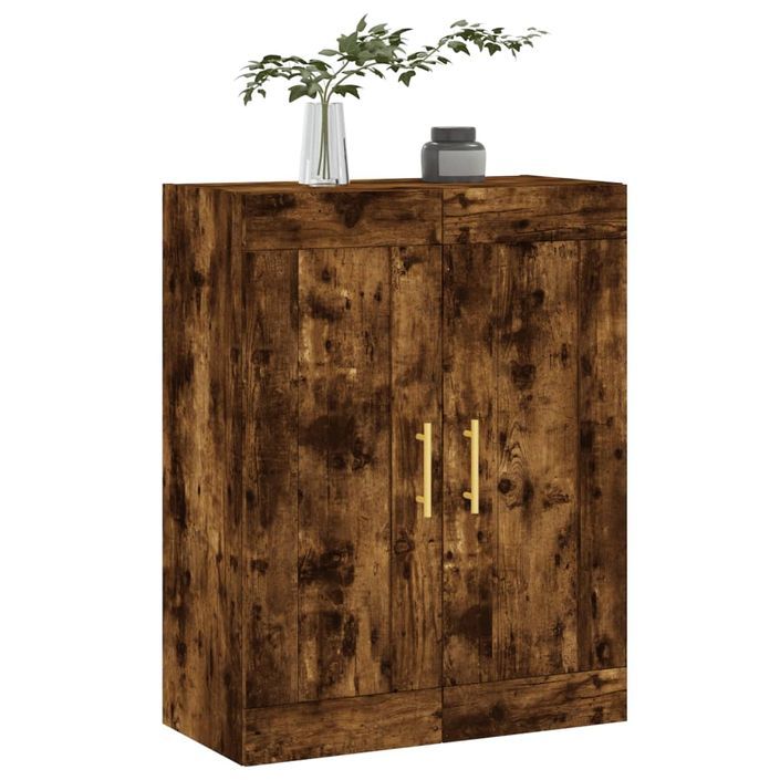 Armoire murale chêne fumé 69,5x34x90 cm bois d'ingénierie - Photo n°4