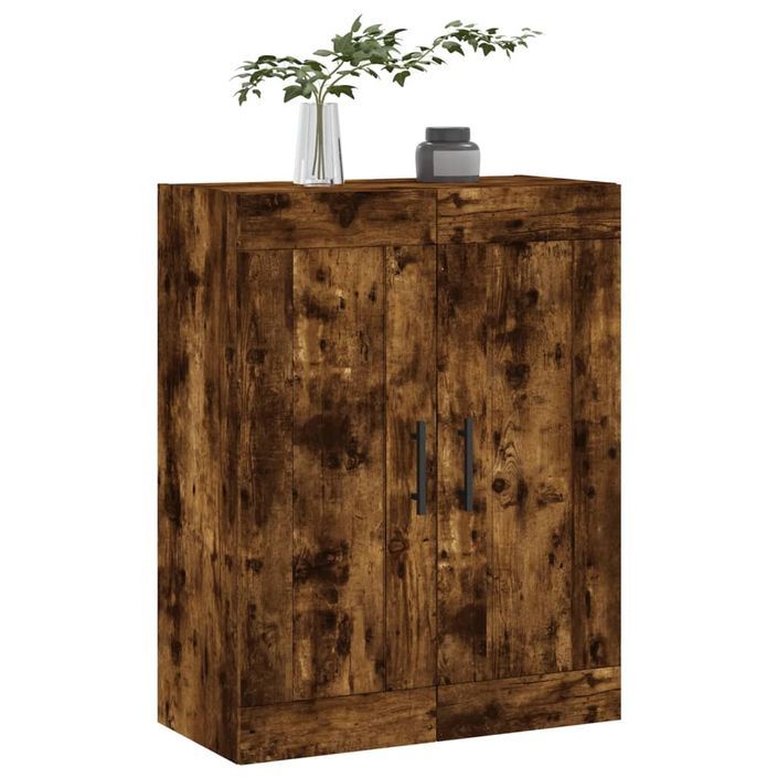 Armoire murale chêne fumé 69,5x34x90 cm bois d'ingénierie - Photo n°4