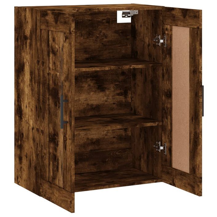 Armoire murale chêne fumé 69,5x34x90 cm bois d'ingénierie - Photo n°7