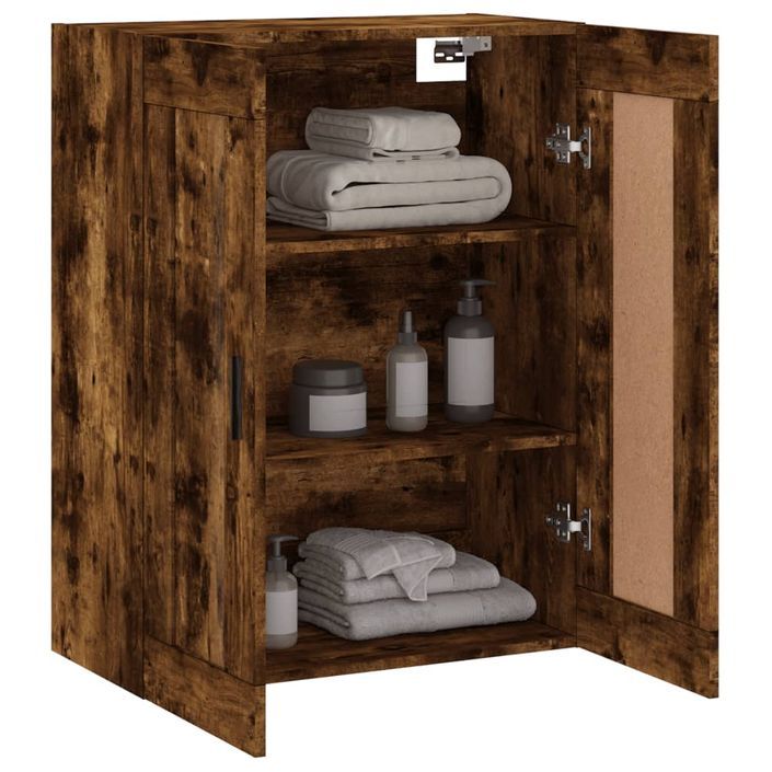 Armoire murale chêne fumé 69,5x34x90 cm bois d'ingénierie - Photo n°5