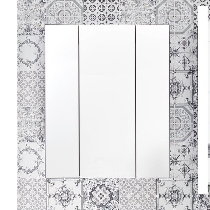 Armoire murale chêne gris 3 portes avec miroir Varok 60 cm - Photo n°4