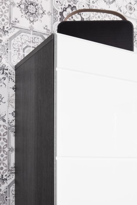 Armoire murale chêne gris 3 portes avec miroir Varok 60 cm - Photo n°7