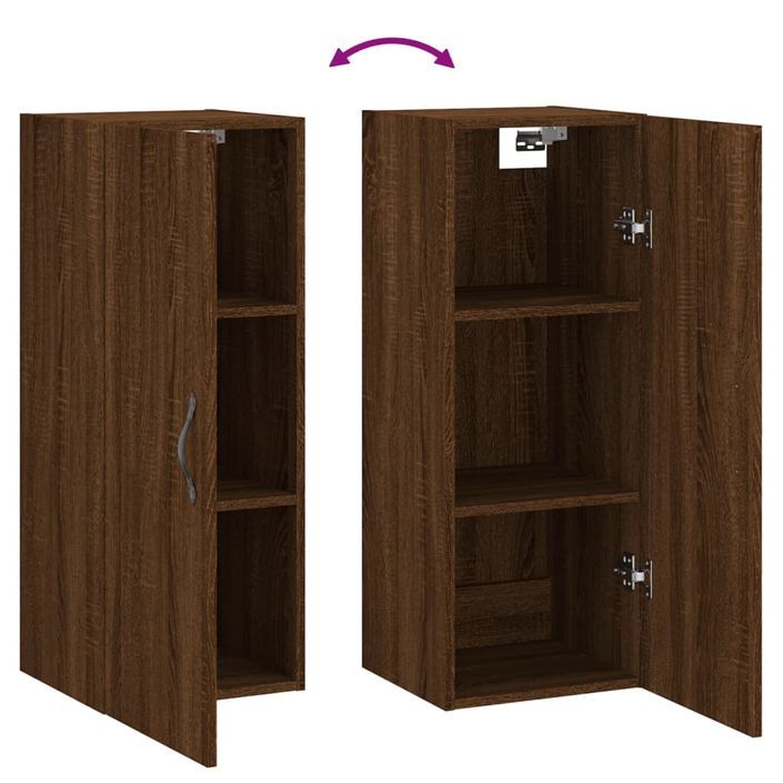 Armoire murale chêne marron 34,5x34x90 cm bois d'ingénierie - Photo n°9