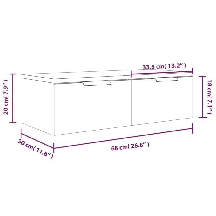 Armoire murale Chêne marron 68x30x20 cm Bois d'ingénierie - Photo n°10