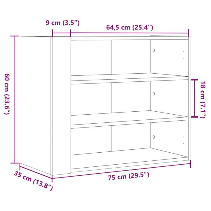 Armoire murale chêne marron 75x35x60 cm bois d'ingénierie - Photo n°10