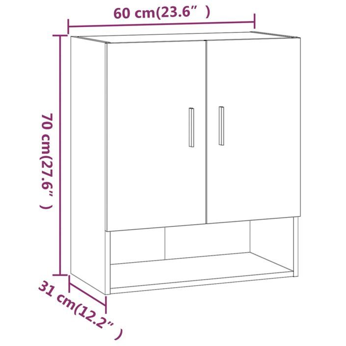 Armoire murale Chêne sonoma 60x31x70 cm Bois d'ingénierie - Photo n°9