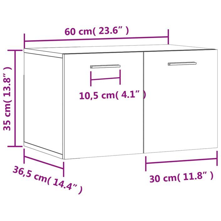 Armoire murale Chêne sonoma 60x36,5x35 cm Bois d'ingénierie - Photo n°12