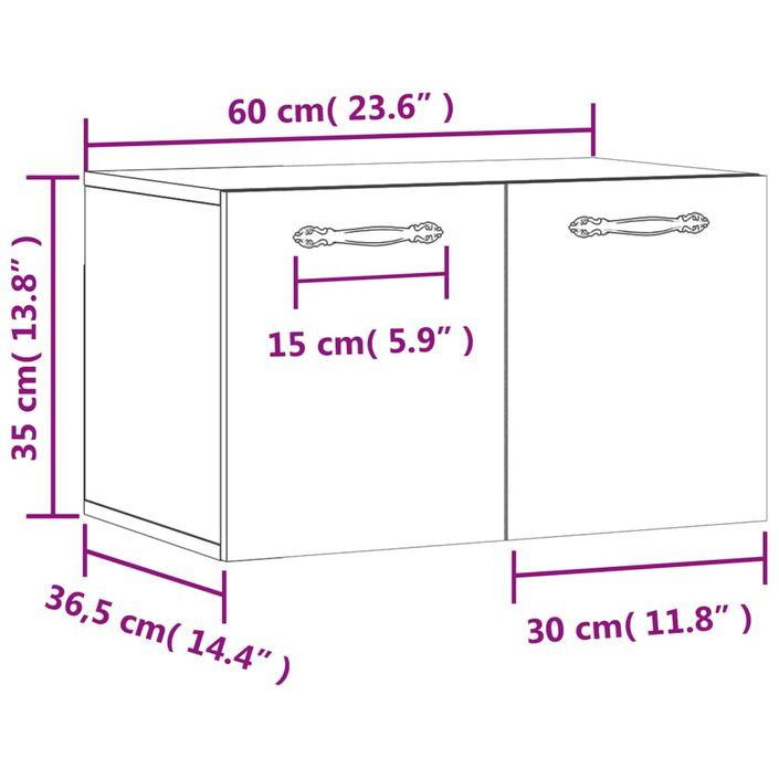 Armoire murale Chêne sonoma 60x36,5x35 cm Bois d'ingénierie - Photo n°12