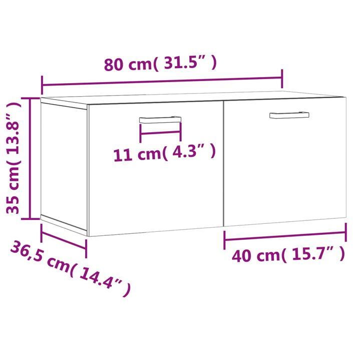 Armoire murale chêne sonoma 80x36,5x35 cm bois d'ingénierie - Photo n°12