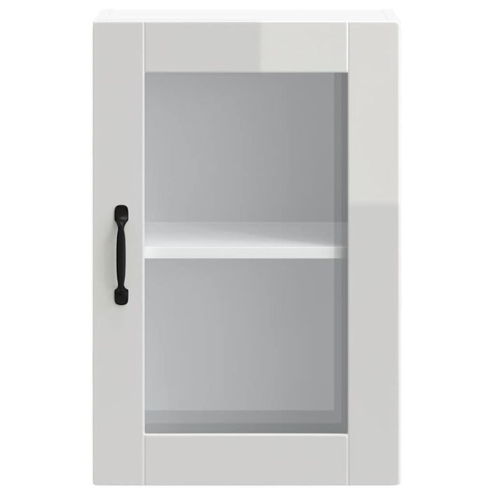 Armoire murale cuisine avec porte en verre Porto blanc brillant - Photo n°6