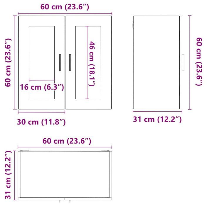 Armoire murale cuisine avec porte en verre Porto blanc brillant - Photo n°12