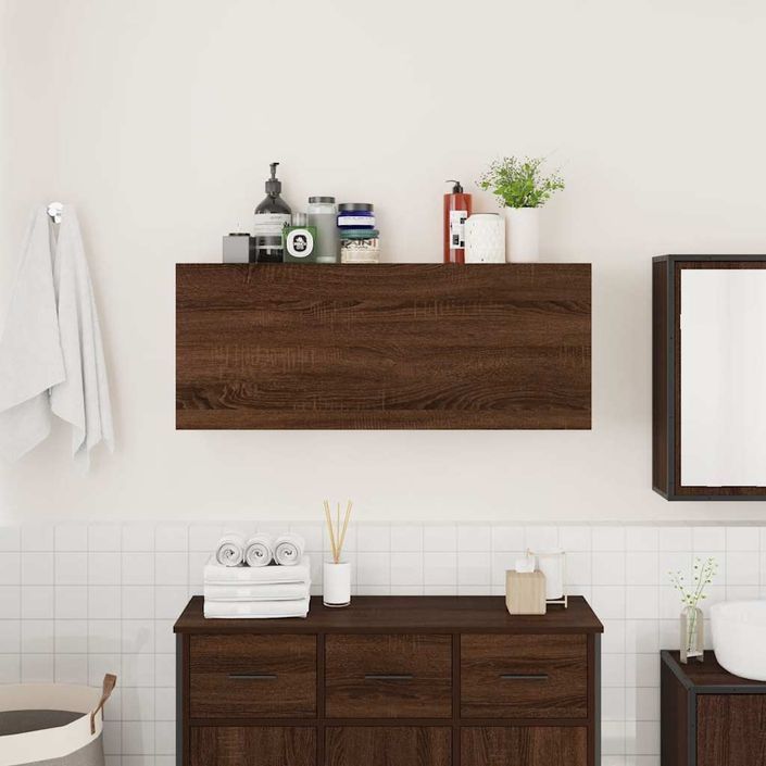 Armoire murale de bain chêne marron 100x25x40cm bois ingénierie - Photo n°3