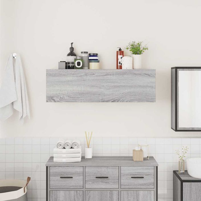 Armoire murale de bain sonoma gris 100x25x30 cm bois ingénierie - Photo n°3