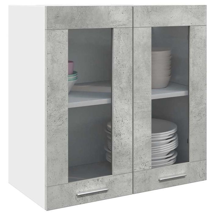 Armoire murale de cuisine avec porte en verre gris béton - Photo n°1