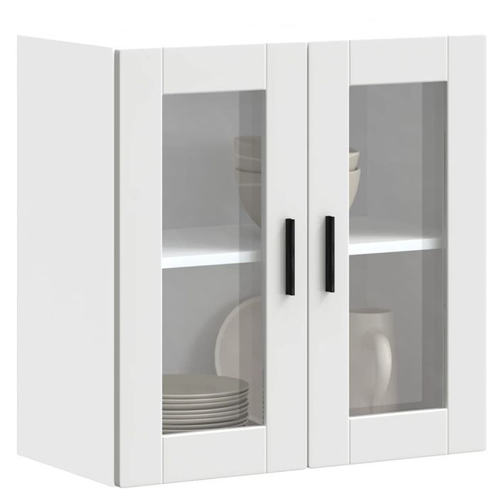 Armoire murale de cuisine avec porte en verre Porto blanc - Photo n°1