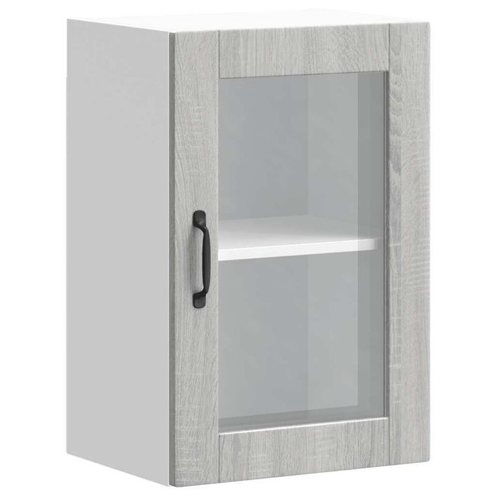 Armoire murale de cuisine avec porte en verre Porto sonoma gris - Photo n°2