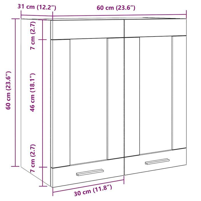 Armoire murale de cuisine avec porte en verre vieux bois - Photo n°10