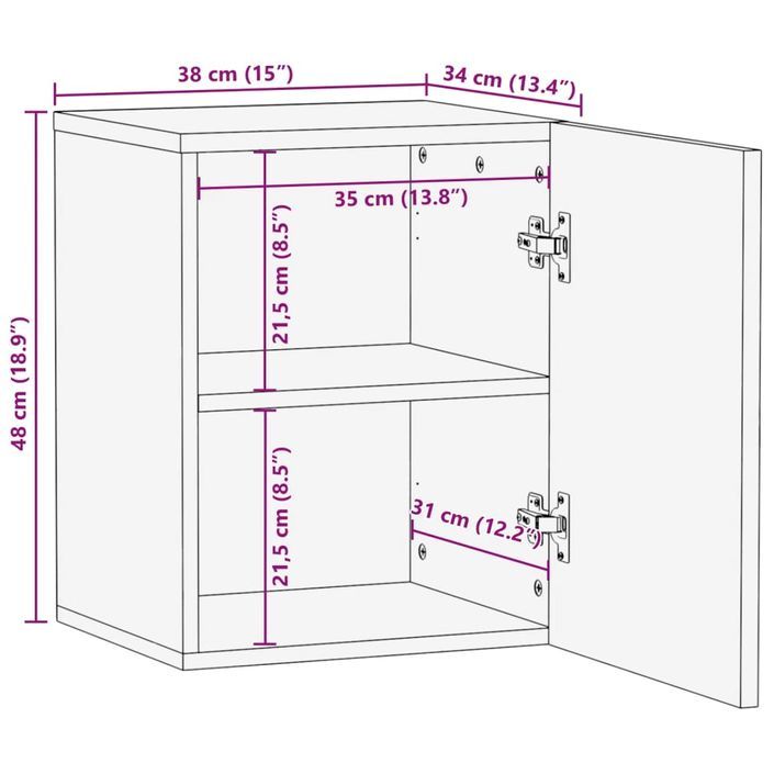 Armoire murale de salle de bain 38x34x48cm brun manguier massif - Photo n°10