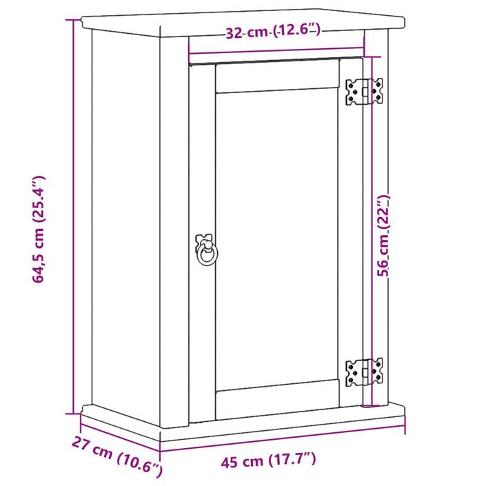 Armoire murale de salle de bain Corona bois de pin massif - Photo n°10