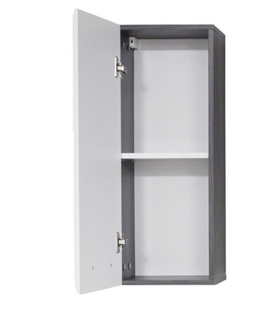 Armoire murale de toilette 1 porte blanc brillant et gris cendré 2 portes 1 tiroir Kinzo 30 cm - Photo n°2