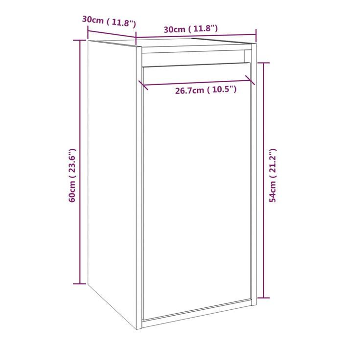 Armoire murale Gris 30x30x60 cm Bois de pin massif - Photo n°10