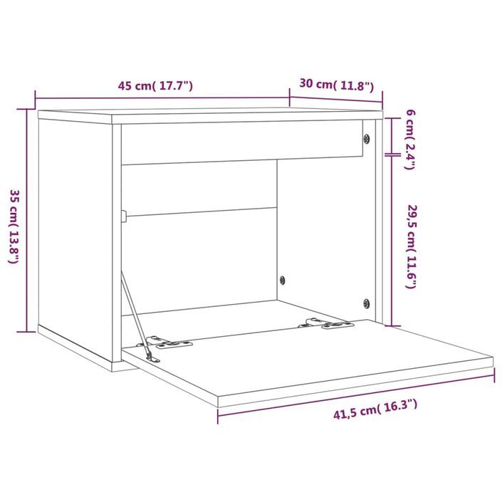 Armoire murale Gris 45x30x35 cm Bois de pin massif - Photo n°11