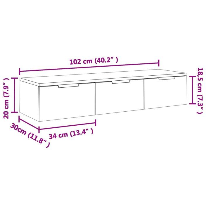 Armoire murale Gris béton 102x30x20 cm Bois d'ingénierie - Photo n°10