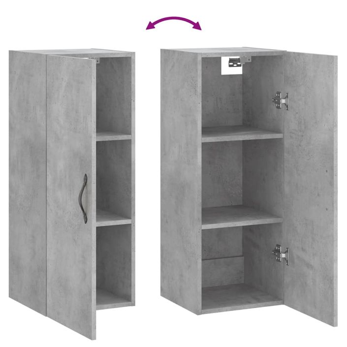 Armoire murale gris béton 34,5x34x90 cm bois d'ingénierie - Photo n°9