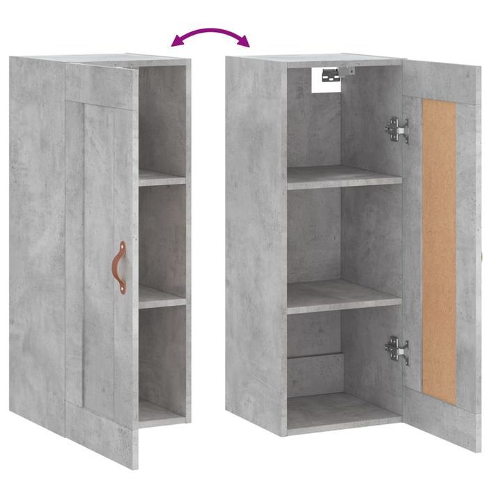 Armoire murale gris béton 34,5x34x90 cm bois d'ingénierie - Photo n°10