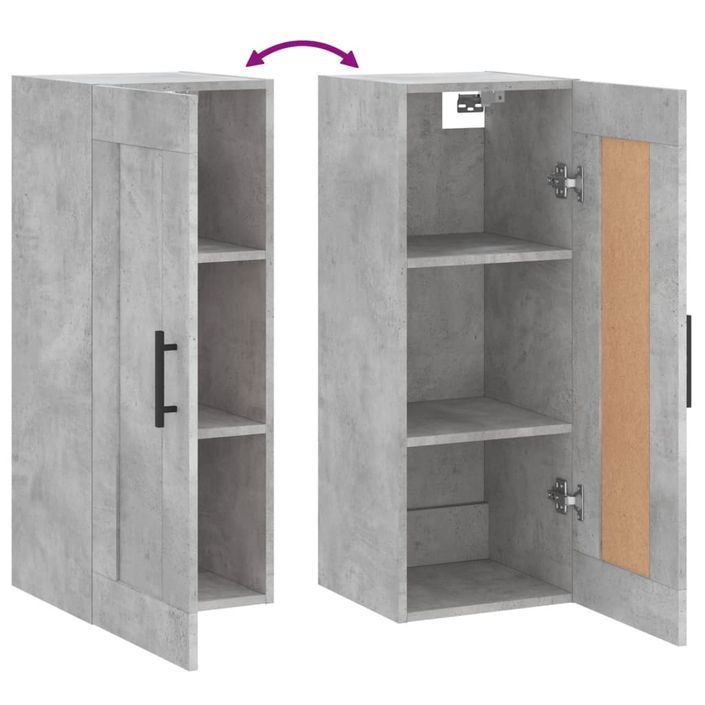 Armoire murale gris béton 34,5x34x90 cm bois d'ingénierie - Photo n°10