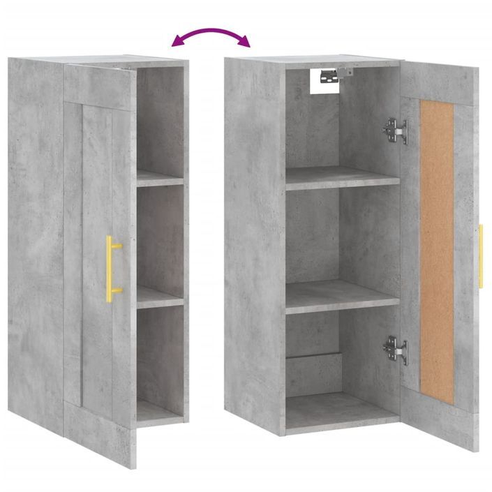 Armoire murale gris béton 34,5x34x90 cm bois d'ingénierie - Photo n°10