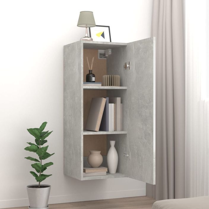 Armoire murale Gris béton 34,5x34x90 cm Bois d'ingénierie - Photo n°3