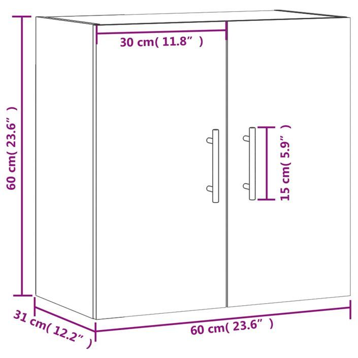 Armoire murale gris béton 60x31x60 cm bois d'ingénierie - Photo n°12