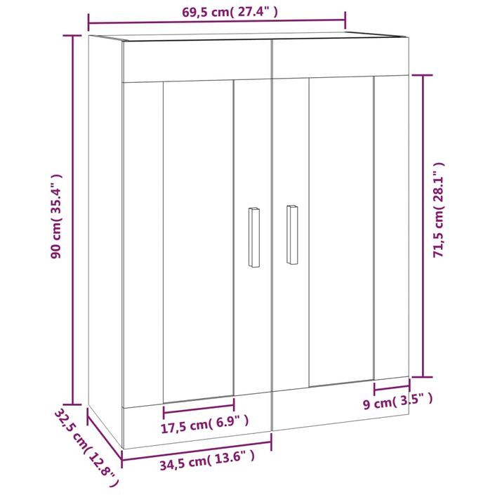 Armoire murale gris béton 69,5x32,5x90 cm bois d'ingénierie - Photo n°10