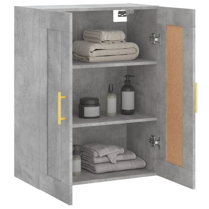 Armoire murale gris béton 69,5x34x90 cm bois d'ingénierie - Photo n°5