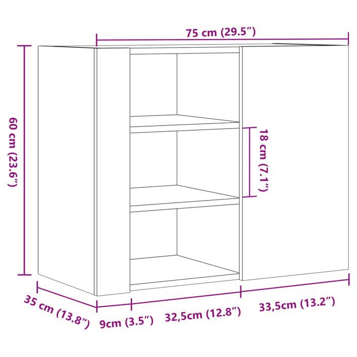 Armoire murale gris béton 75x35x60 cm bois d'ingénierie - Photo n°11