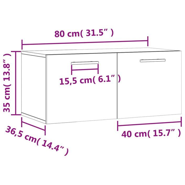 Armoire murale gris béton 80x36,5x35 cm bois d'ingénierie - Photo n°12