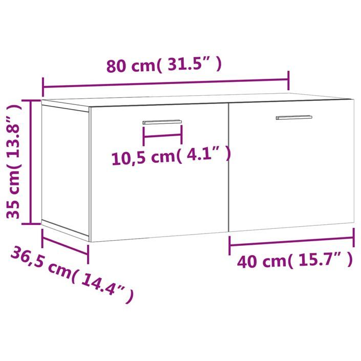 Armoire murale gris béton 80x36,5x35 cm bois d'ingénierie - Photo n°12