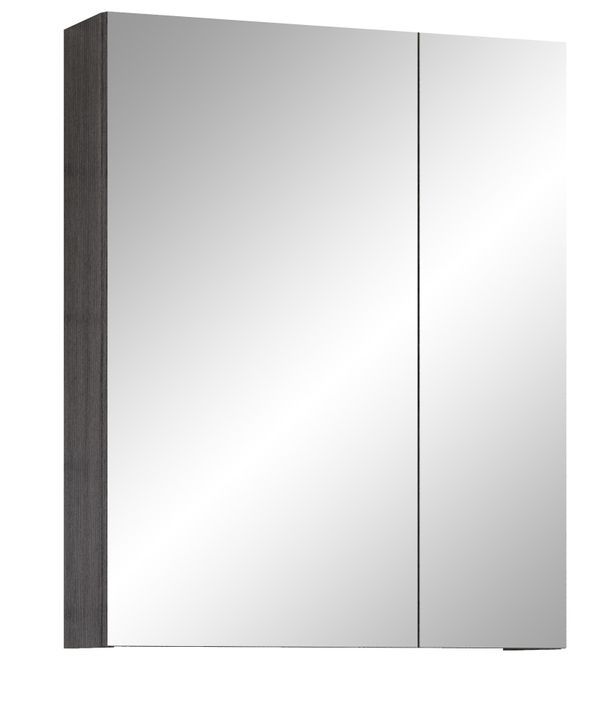 Armoire murale grise avec 2 portes miroir Touka 60 cm - Photo n°1