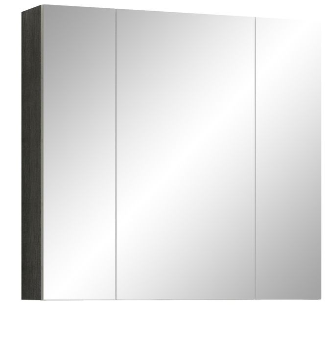 Armoire murale grise avec 3 portes miroir Touka 80 cm - Photo n°1
