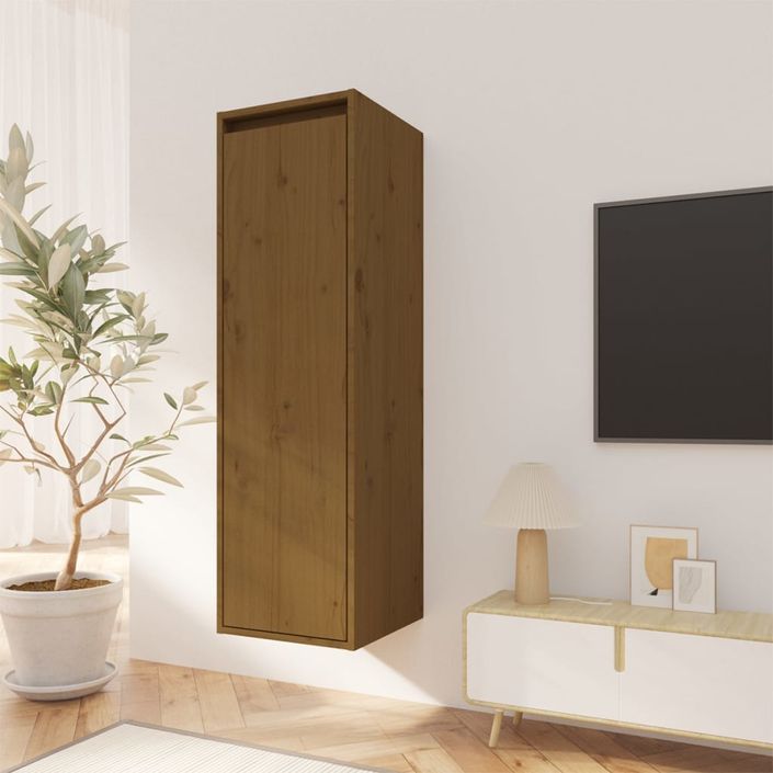 Armoire murale Marron miel 30x30x100 cm Bois de pin massif - Photo n°8